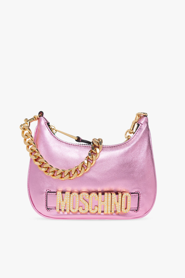 Moschino logo-detail leather shoulder bag Grün