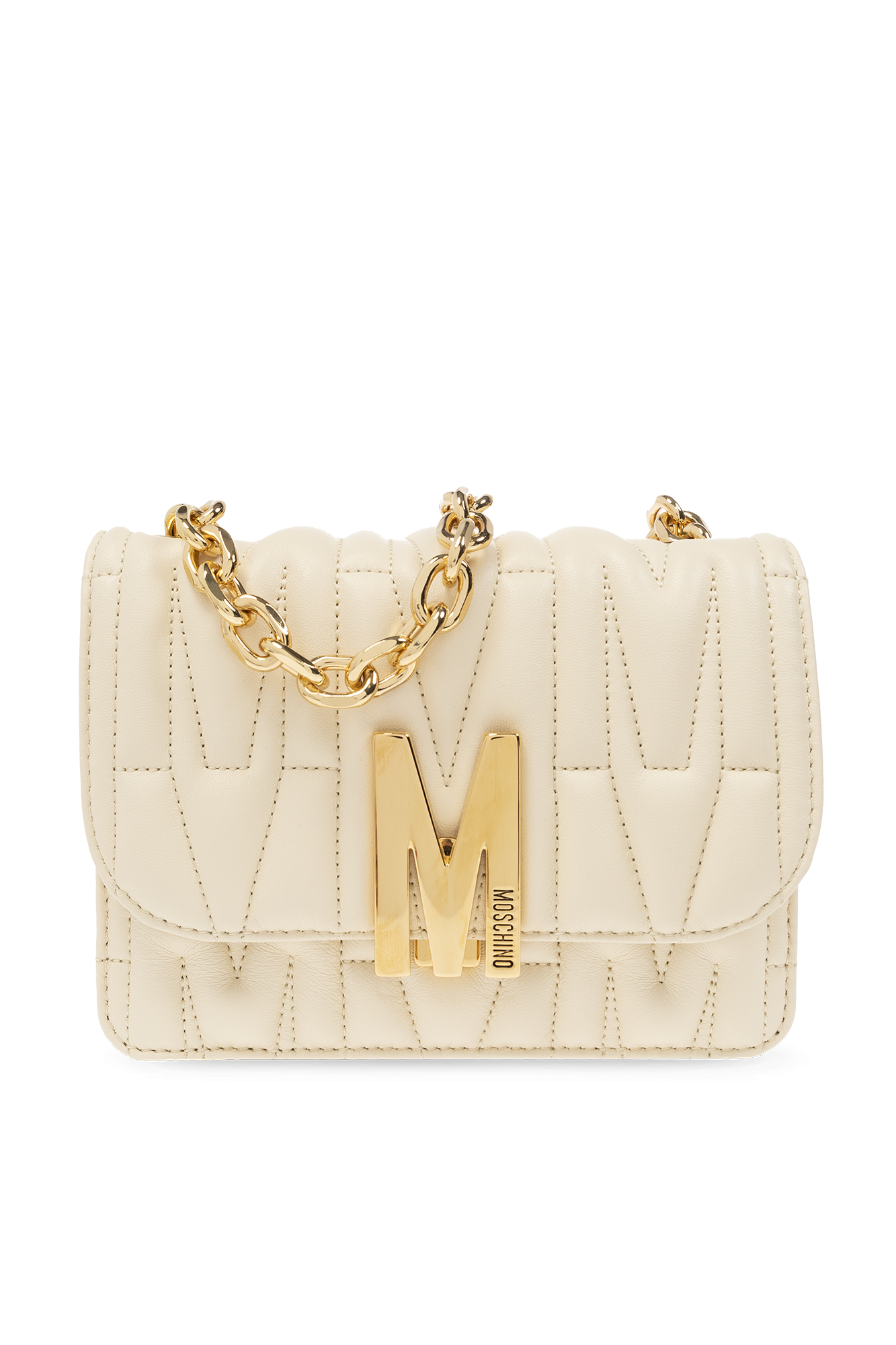 Moschino Logo-patch Leather Tote Bag In White
