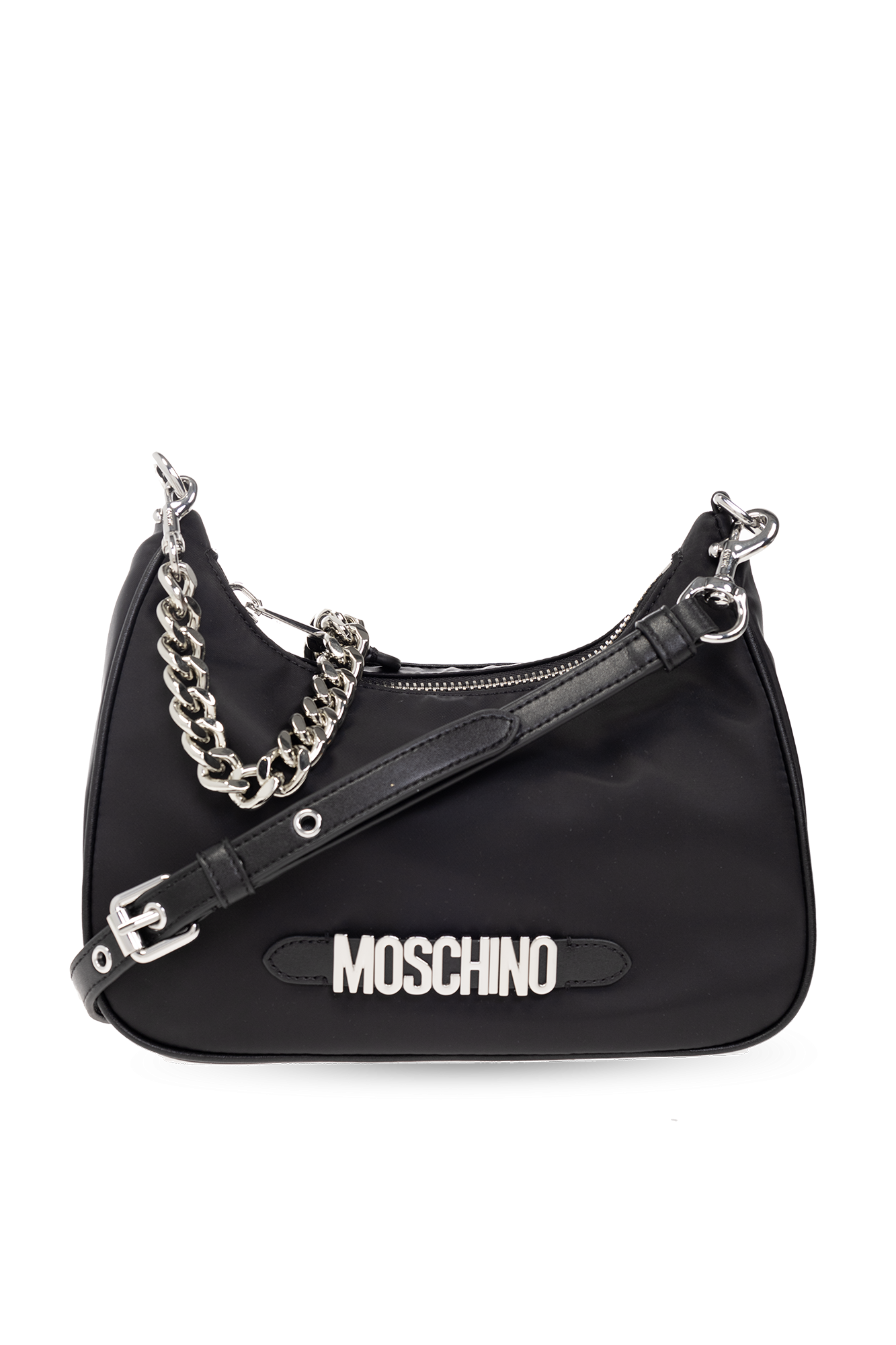 Moschino Logo-patch Leather Tote Bag In White