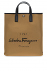 FERRAGAMO beige Logo-printed tote bag