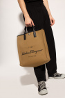 FERRAGAMO beige Logo-printed tote bag