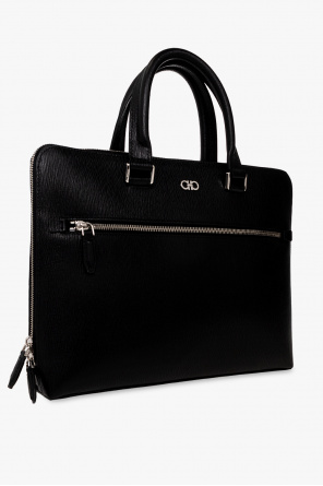 FERRAGAMO Leather briefcase with logo