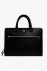 FERRAGAMO BLACK Leather briefcase with logo