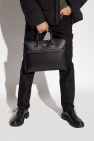 FERRAGAMO BLACK Leather briefcase with logo