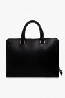 FERRAGAMO BLACK Leather briefcase with logo
