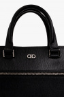 FERRAGAMO BLACK Leather briefcase with logo