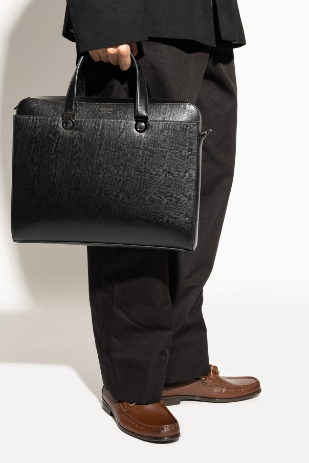 FERRAGAMO Leather briefcase with logo