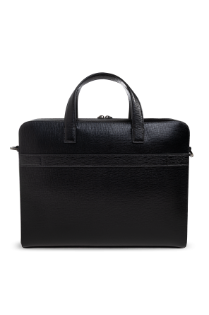 FERRAGAMO Leather briefcase with logo