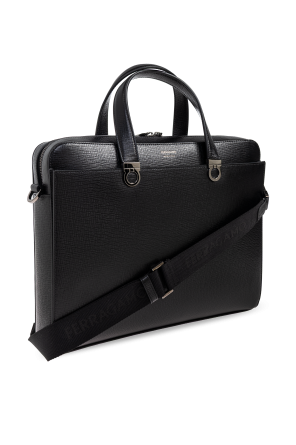 FERRAGAMO Leather briefcase with logo
