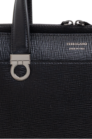 FERRAGAMO Leather briefcase with logo