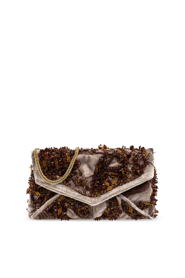 Dries Van Noten Velvet shoulder bag with appliqués