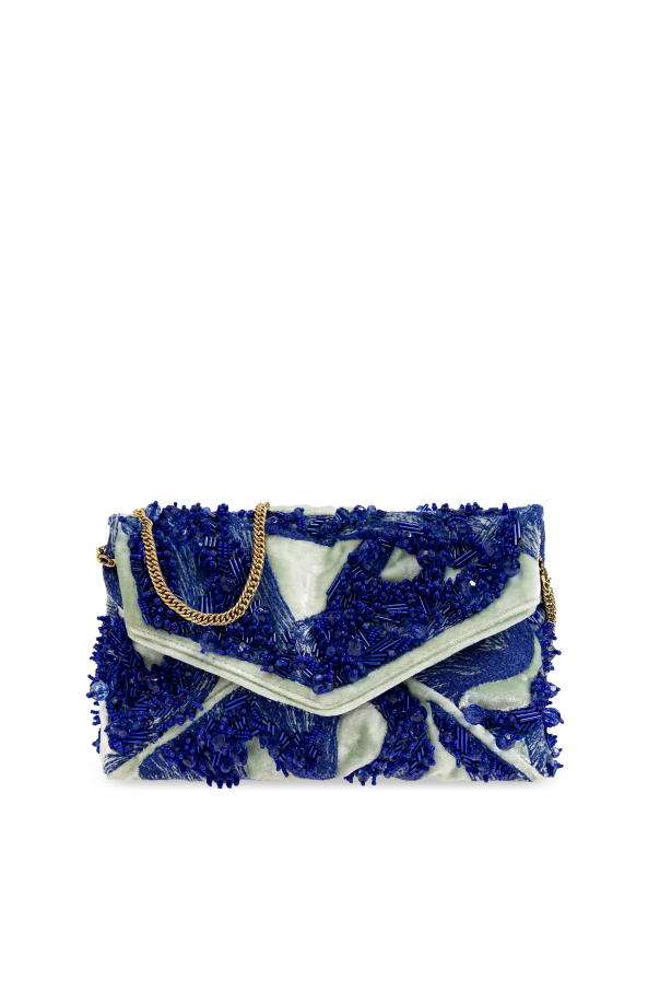 Dries Van Noten Velvet shoulder bag with appliqués