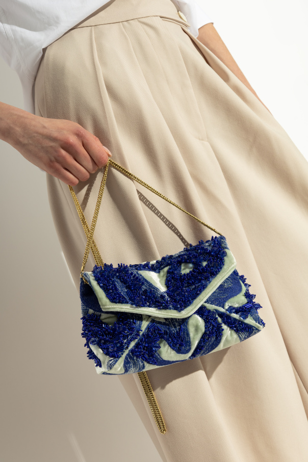 Dries Van Noten Velvet shoulder bag with appliqués