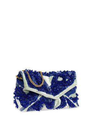 Dries Van Noten Velvet shoulder bag with appliqués