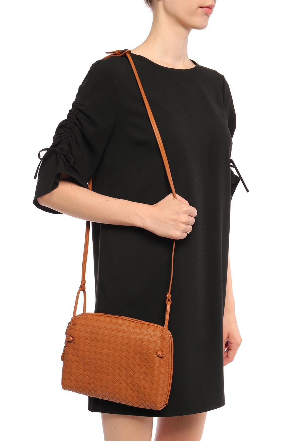 Bottega Veneta Beige Intrecciato Leather Nodini Crossbody Bag