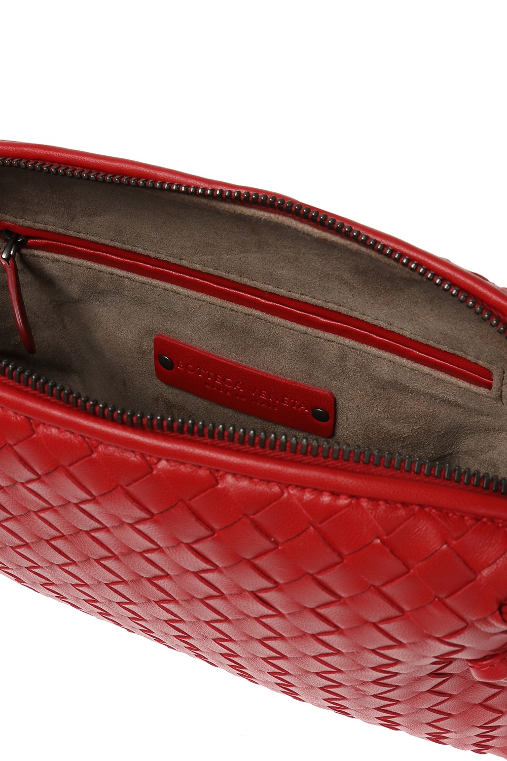 Bottega Veneta Nodini Intrecciato Leather Crossbody Bag In Red