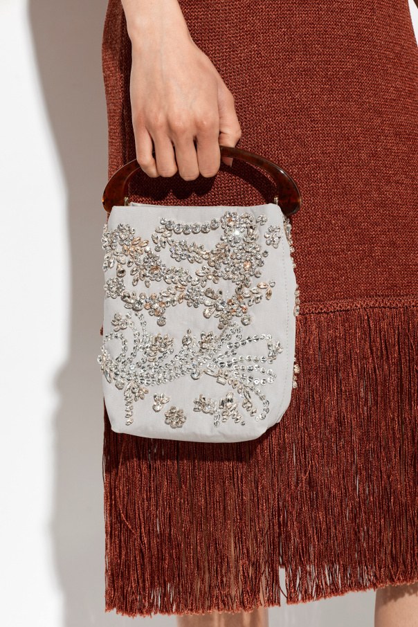 Dries Van Noten Bolso de mano con cristales brillantes