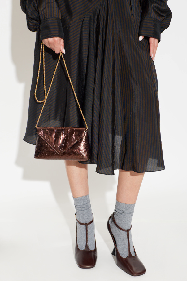 Dries Van Noten Leather bag with metallic finish