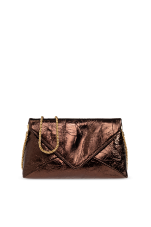 Leather bag with metallic finish