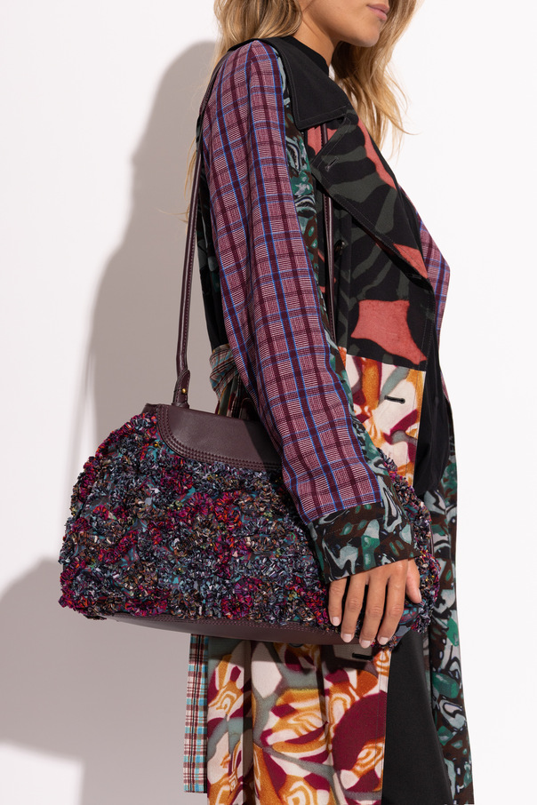 Dries Van Noten Shoulder bag with shimmering appliqués