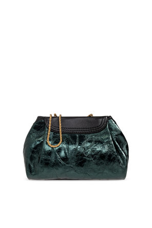 Leather bag with a metallic finish