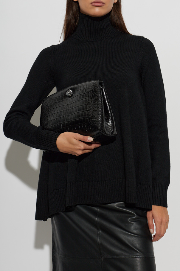 Liffner Bolso de cuero ‘Pushlock Black Croc’