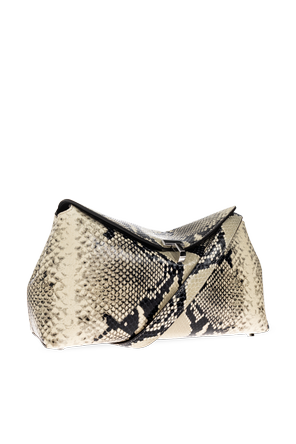 TOTEME Cream Snake-Effect Leather 'T-lock' Clutch Bag