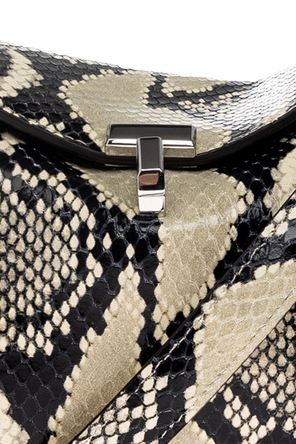 TOTEME Cream Snake-Effect Leather 'T-lock' Clutch Bag