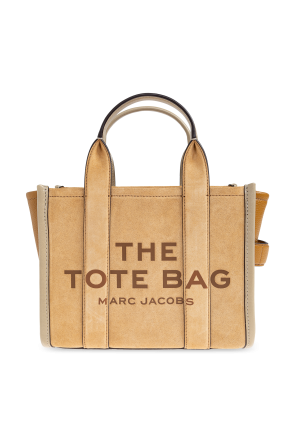 Suede handbag with logo