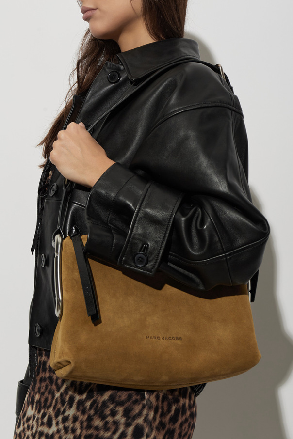 Marc Jacobs Brown Suede Shoulder Bag with Embossed Logo by Marc Jacobs