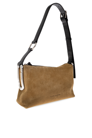 Marc Jacobs Brown Suede Shoulder Bag with Embossed Logo by Marc Jacobs