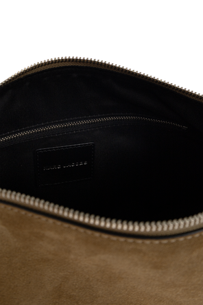Marc Jacobs Brown Suede Shoulder Bag with Embossed Logo by Marc Jacobs