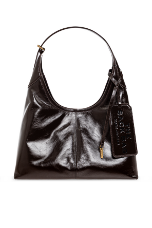Leather shoulder bag with logo
