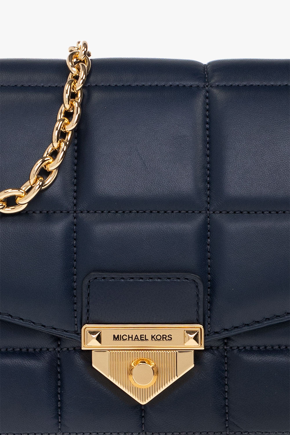 Michael Kors navy blue pebbled leather large shoulder bag