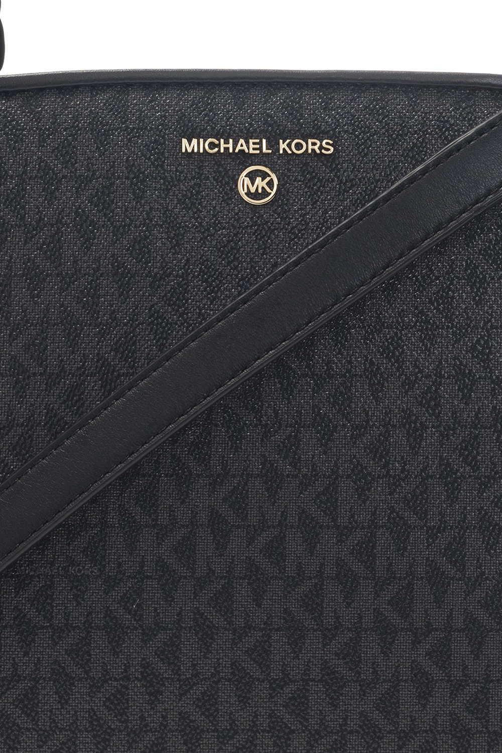 MICHAEL KORS: Michael bag in grained monogram canvas - Black