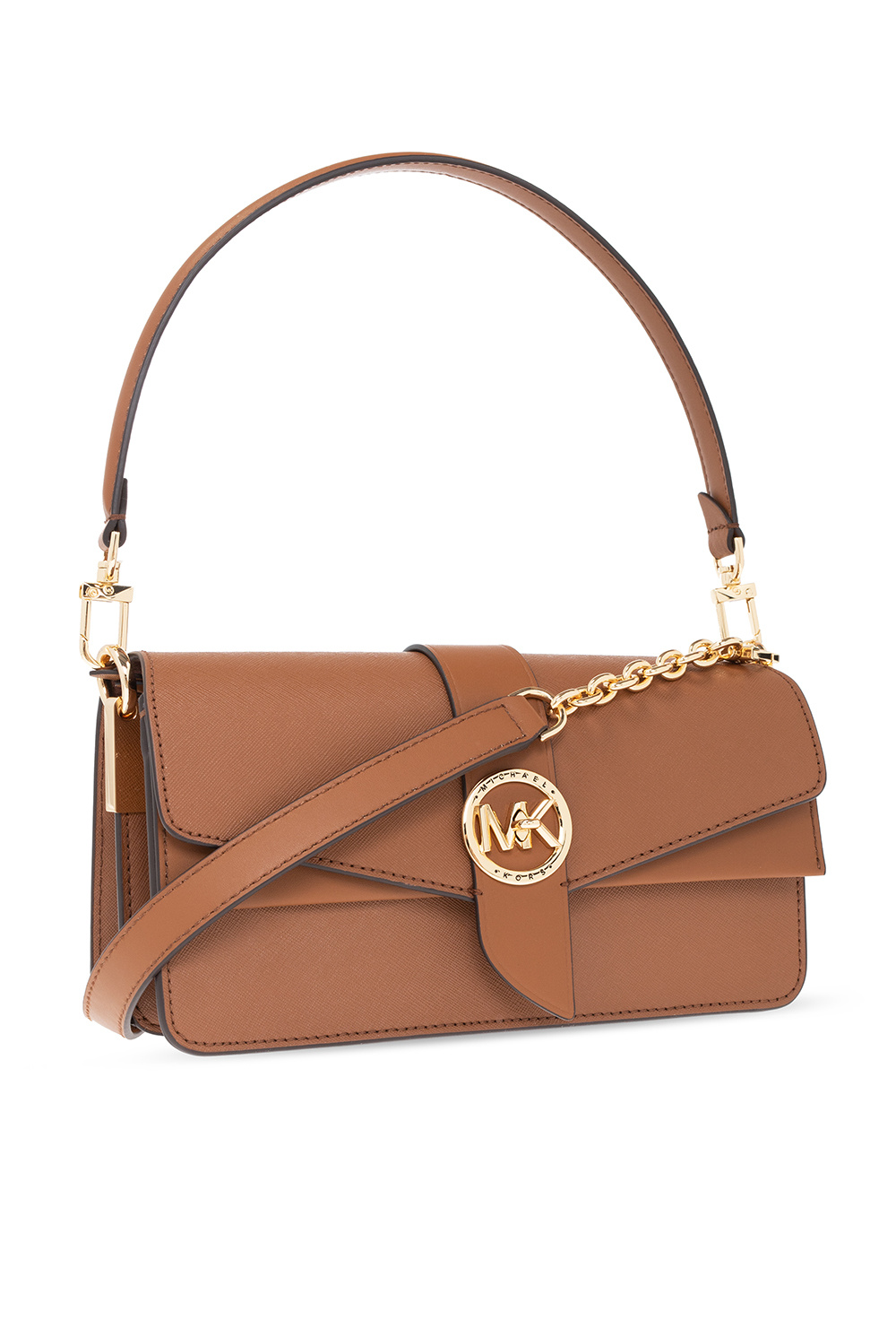 Michael Kors Medium Greenwich Shoulder Bag In Saffiano Leather in Brown