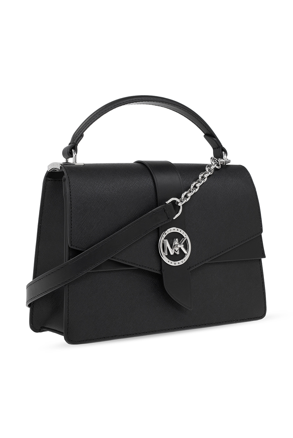 Michael Kors Women Greenwich Medium Saffiano Leather Shoulder Bag, Black :  : Fashion