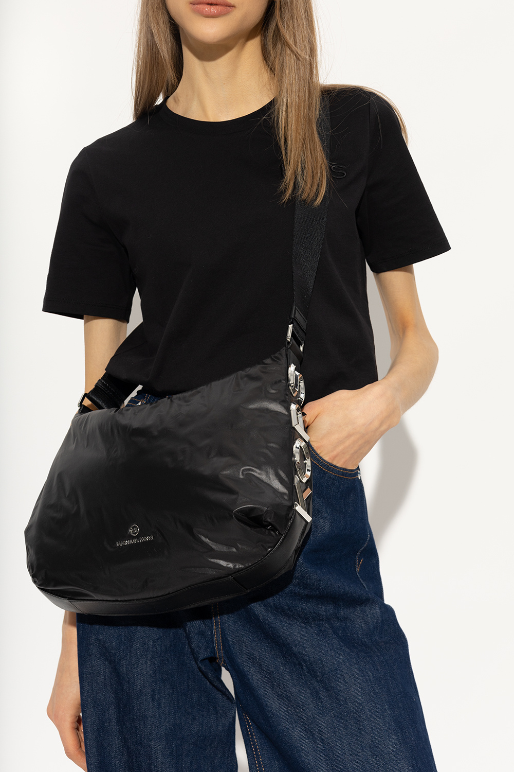 Paper bag waistline and two inseam pockets ‘Leonie Large’ shoulder bag