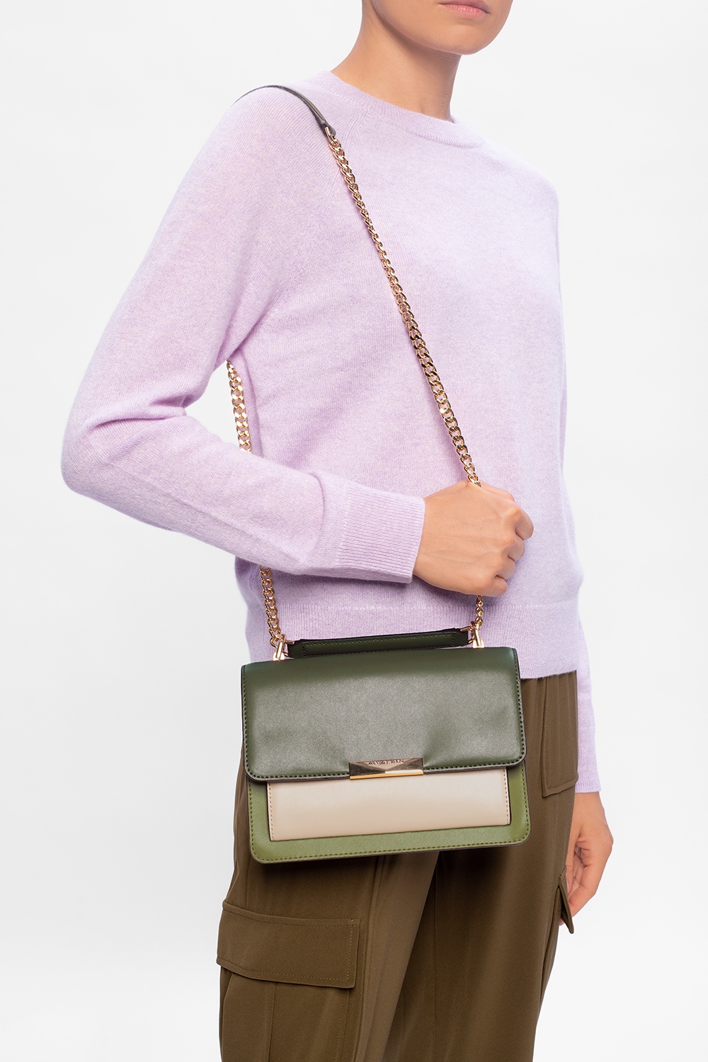 Michael Kors Jade Brown & Soft Pink Logo Colour-block Shoulder Bag