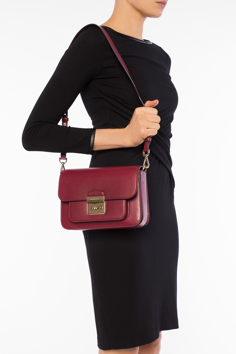 Michael Kors Burgundy Leather Sloan Editor Shoulder Bag Michael