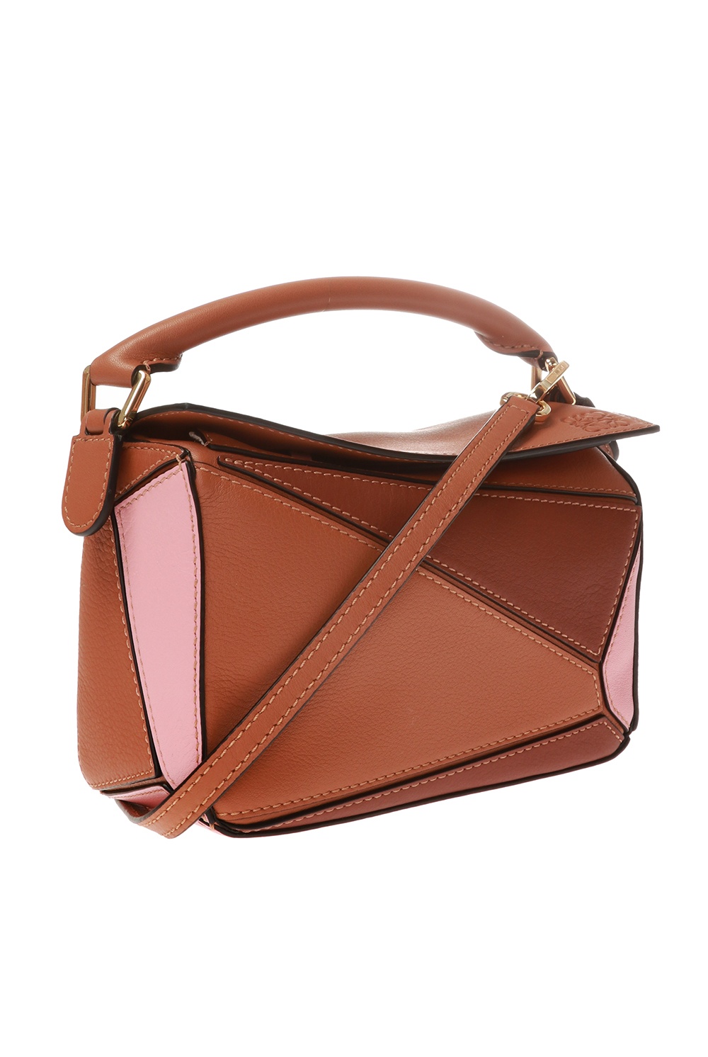 Loewe - Mini Puzzle Tan & Medium Pink Crossbody Bag