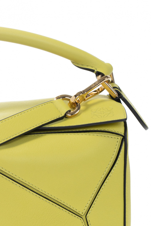 Loewe Mini Puzzle Bag Patchwork Calfskin In Green/Olive