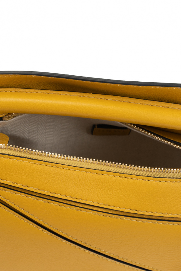 LOEWE Puzzle Mini Leather Shoulder Bag in Mustard