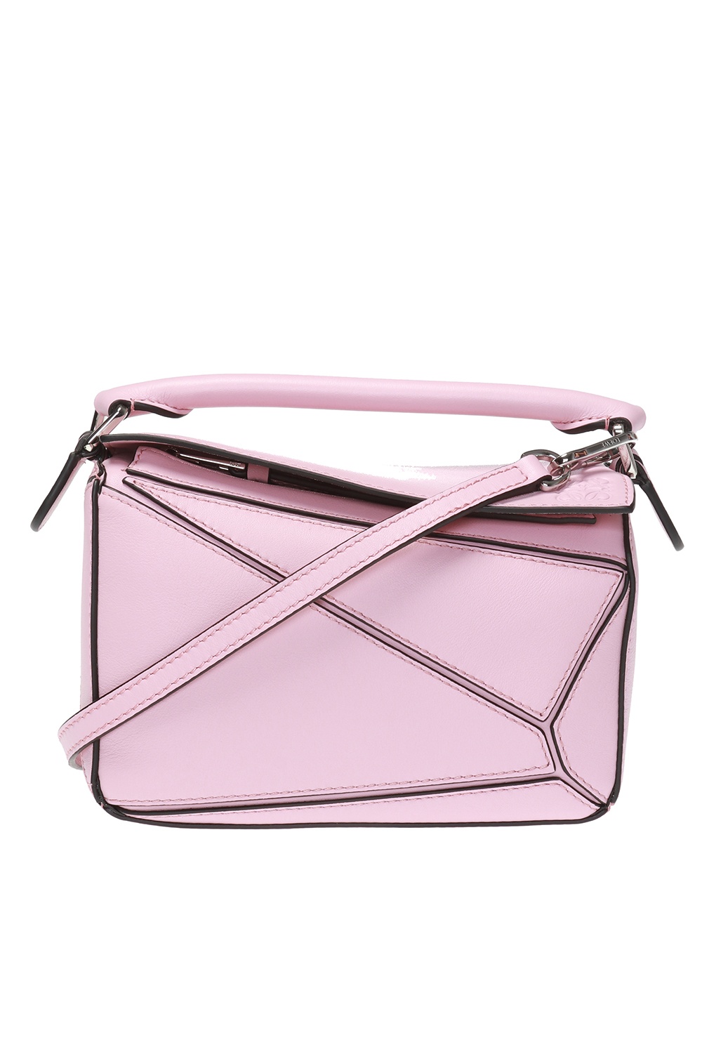 Puzzle Small Leather Shoulder Bag in Pink - Loewe