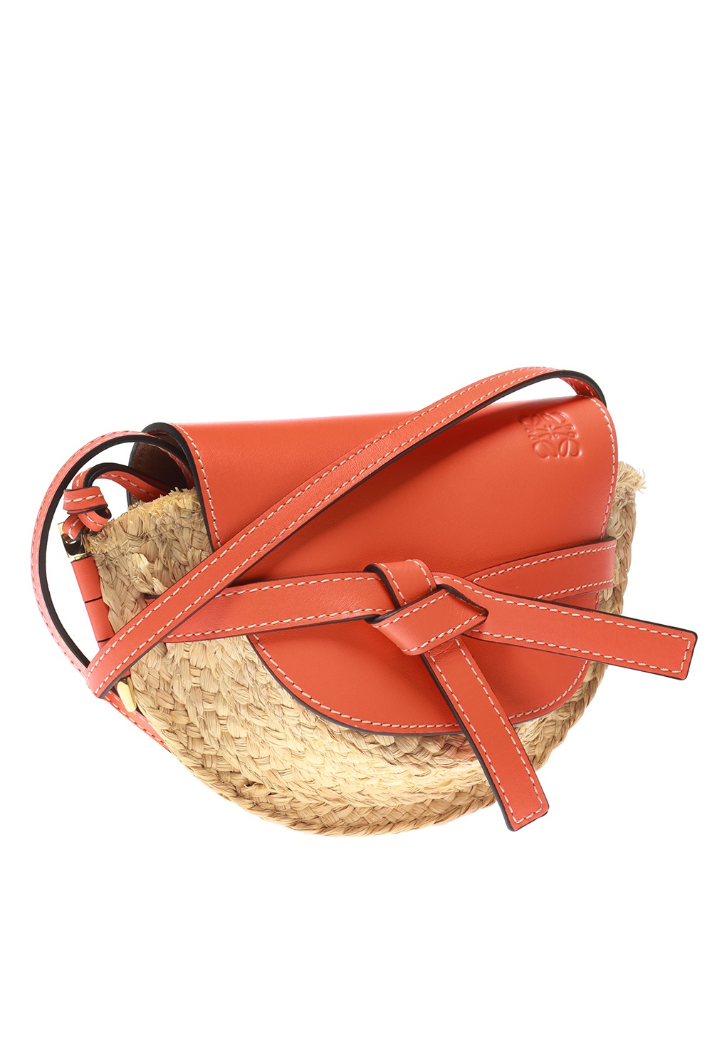 Loewe Gate Mini Leather & Raffia Crossbody Bag