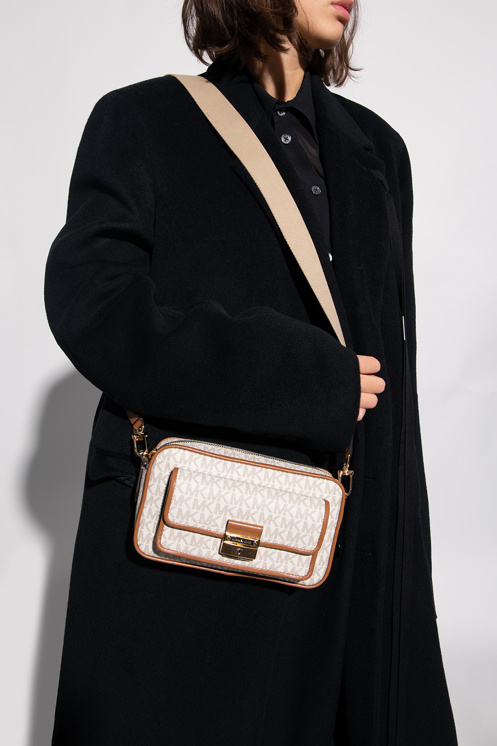  MICHAEL KOR Sloan Editor Small Flap Belt Bag Crossbody (Tea  Rose) : Clothing, Shoes & Jewelry