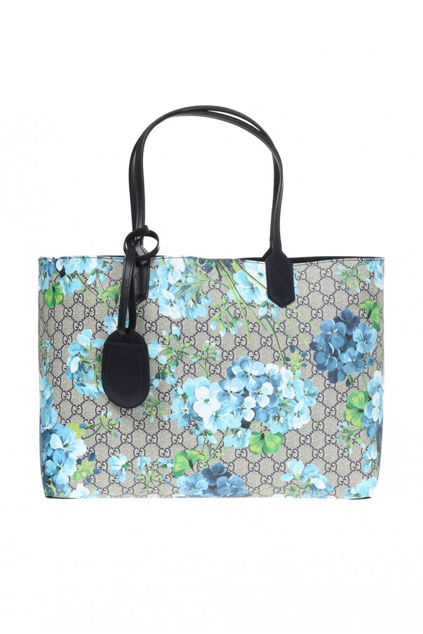 Gucci Reversible GG Blooms Supreme Canvas & Leather Tote in Blue