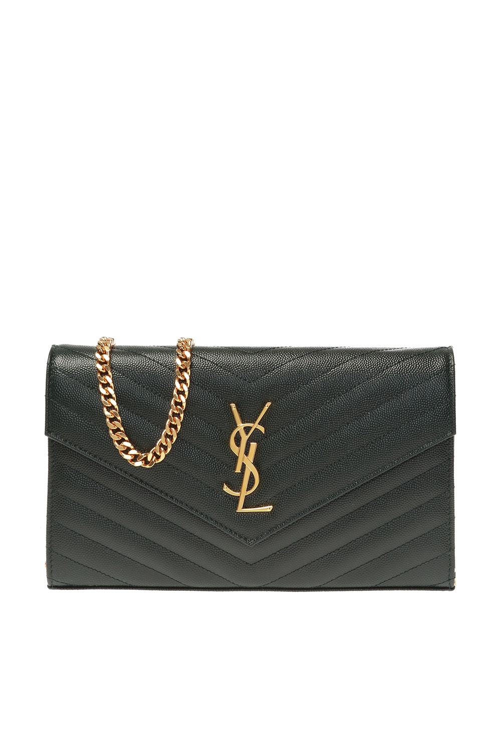 SAINT LAURENT Monogramme Envelope metallic leather shoulder bag