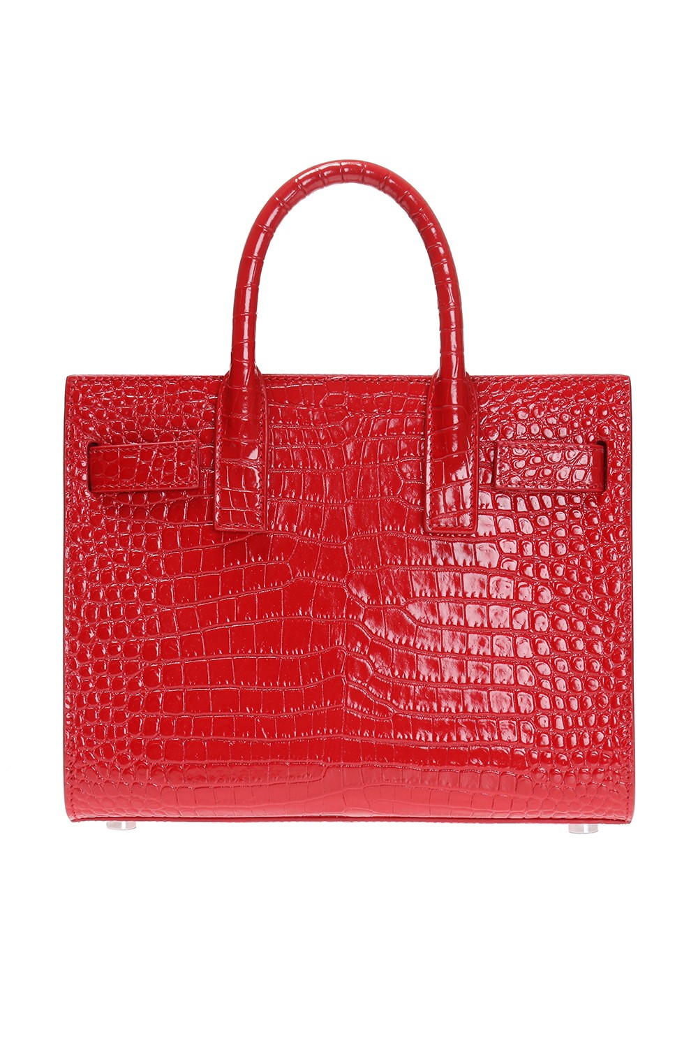 Saint Laurent Red Croc-embossed Nano Sac De Jour Bag