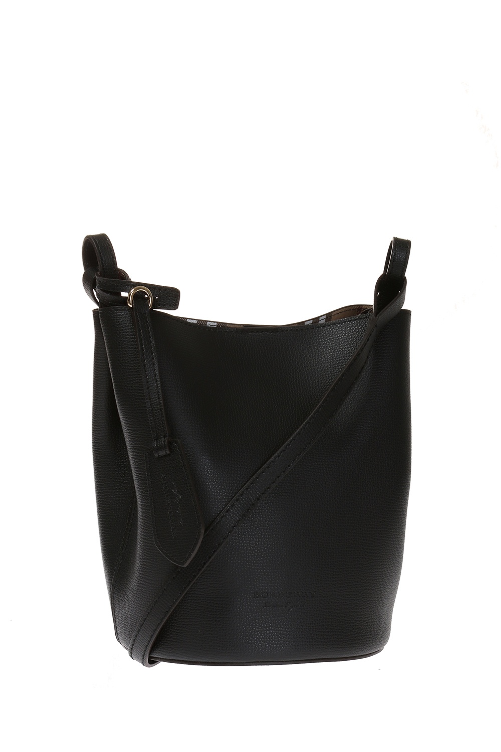 BURBERRY LEATHER BUCKET SHOULDER BAG BLACK 